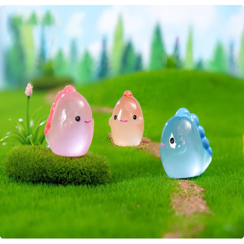 Colorful Luminous Dinosaur Miniatures Cute Resin Plastic Garden Accessories