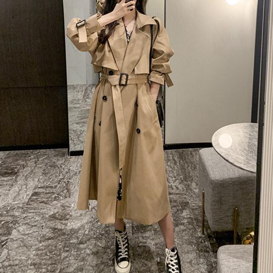 Женский плащ с отложным воротником, сохраняющий тепло, узор миди, весенне-осенний модный дизайн, ветровка, пальто, повседневная одежда