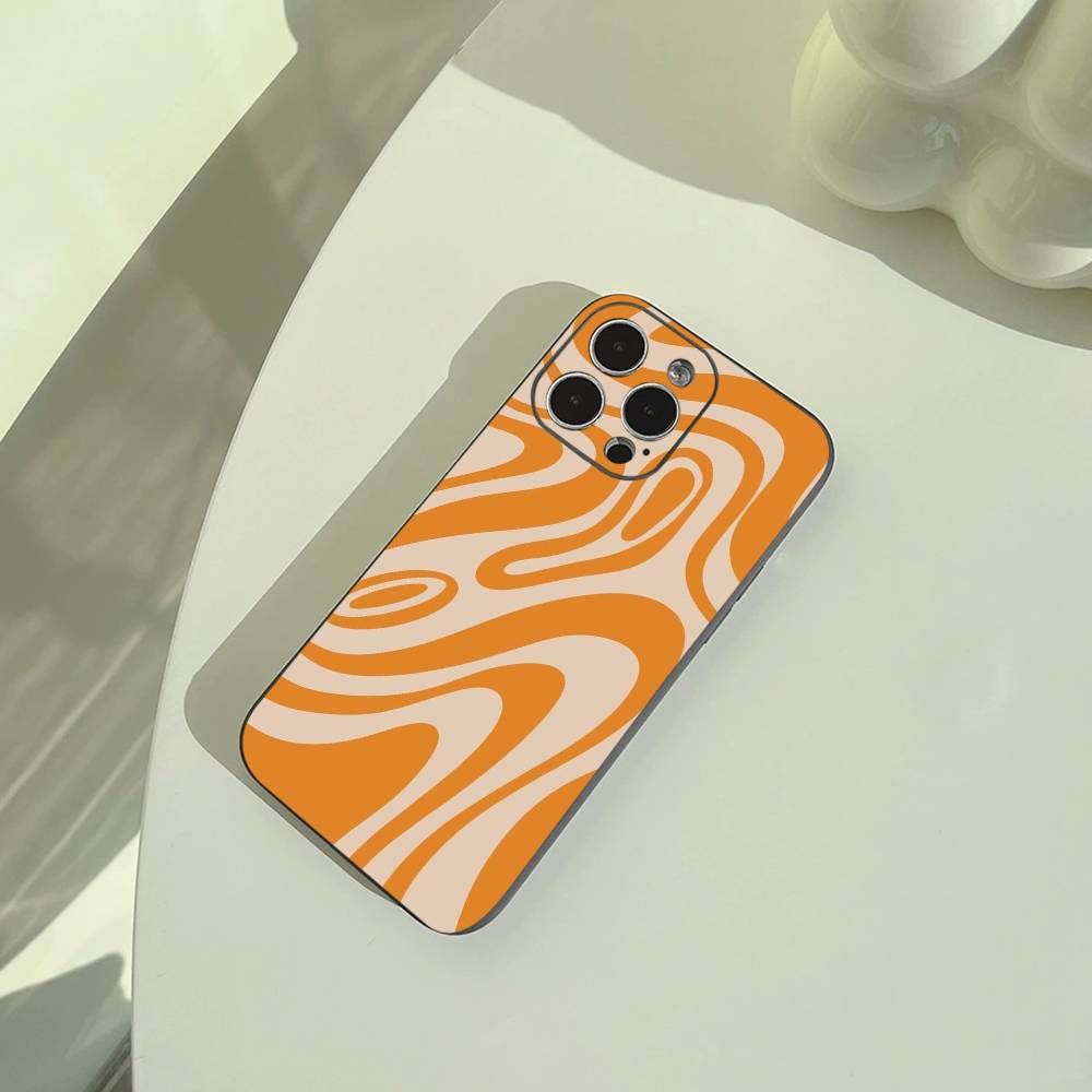 Абстракция - Жидкий Волнистый Узор Чехол для Телефона Для iPhone 17,16,15,14,13,12,11 Pro Max, Легкий и Практичный Мягкий Черный Чехол
