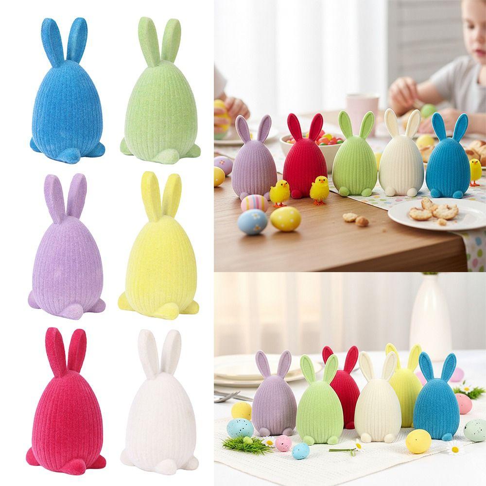 Resin Easter Rabbit Figurine Multicolor Cartoon Buuny Statue Creative Miniature Knickknacks  Gift