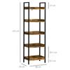 Industrial Style 5-Shelf Bookcase in Wood and Metal, 48x30x155cm, Rustic Brown