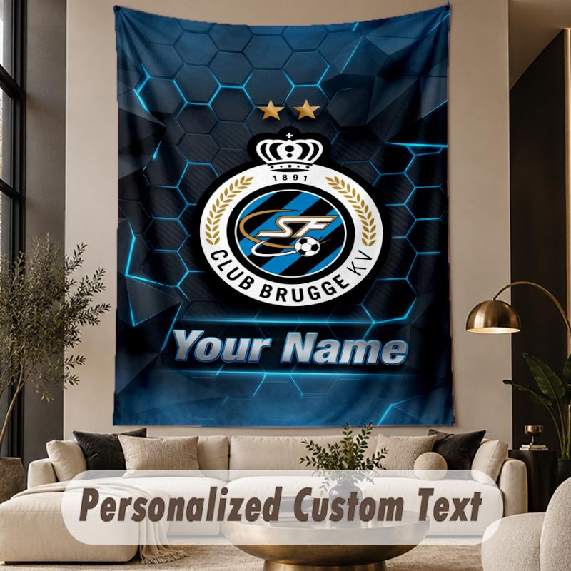 Custom Text Tapestry Club Brugge FC Print Wall Tapestry Indoor Living Room Wall Decor