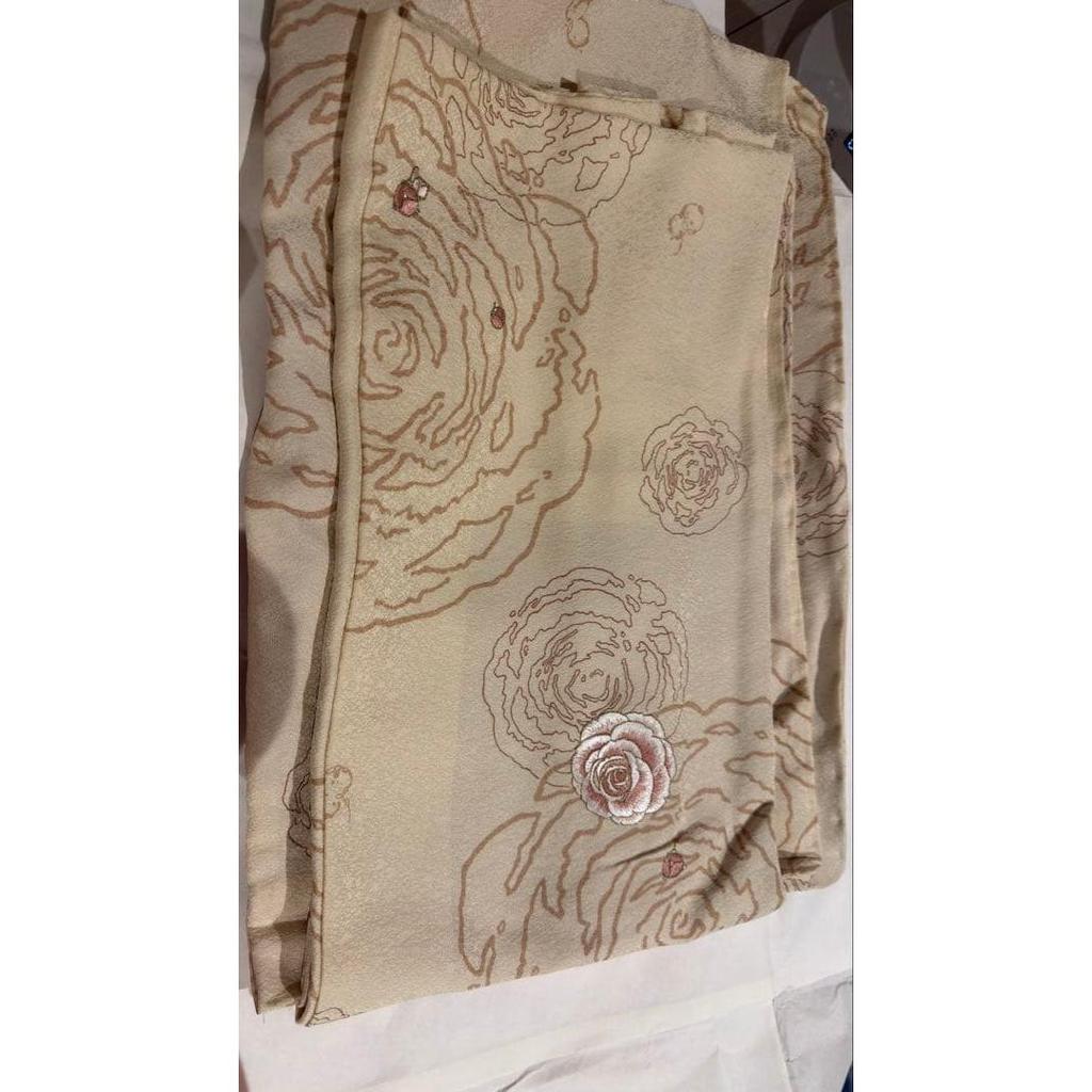 Used [Unworn] Kimono Yamato haori, beige fabric, rose embroidery, certificate included