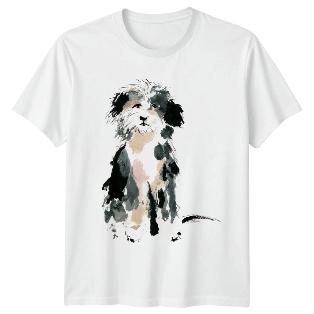 Watercolor Doodle Dog TShirt Sheepdog Puppy Dog Lovers Birthday Gift For Him