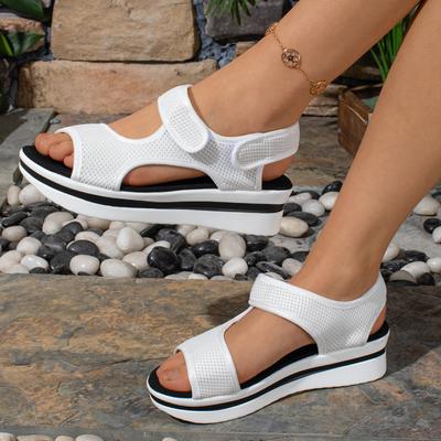 Новые летние пляжные сандалии больших размеров на платформе Fish Mouth Velcro для женщин