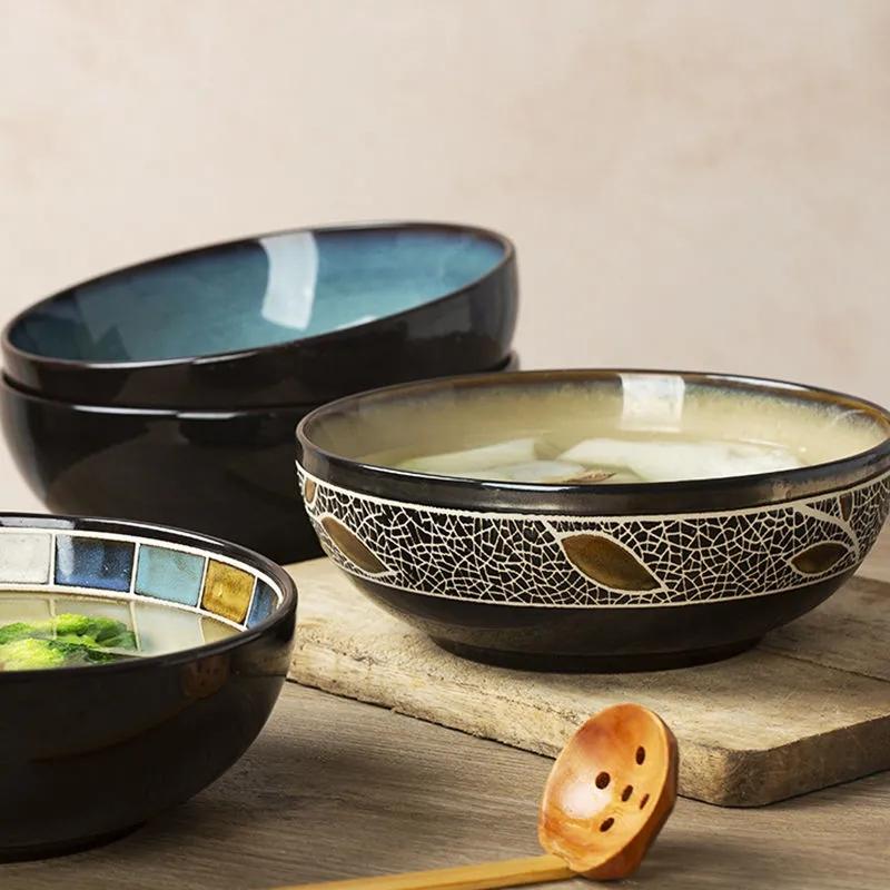 Large Bowl of Soup Bowl Noodle Bowl Nordic Creative Household Tableware Ceramic Bowl Large Rice Bowl Soup Pot