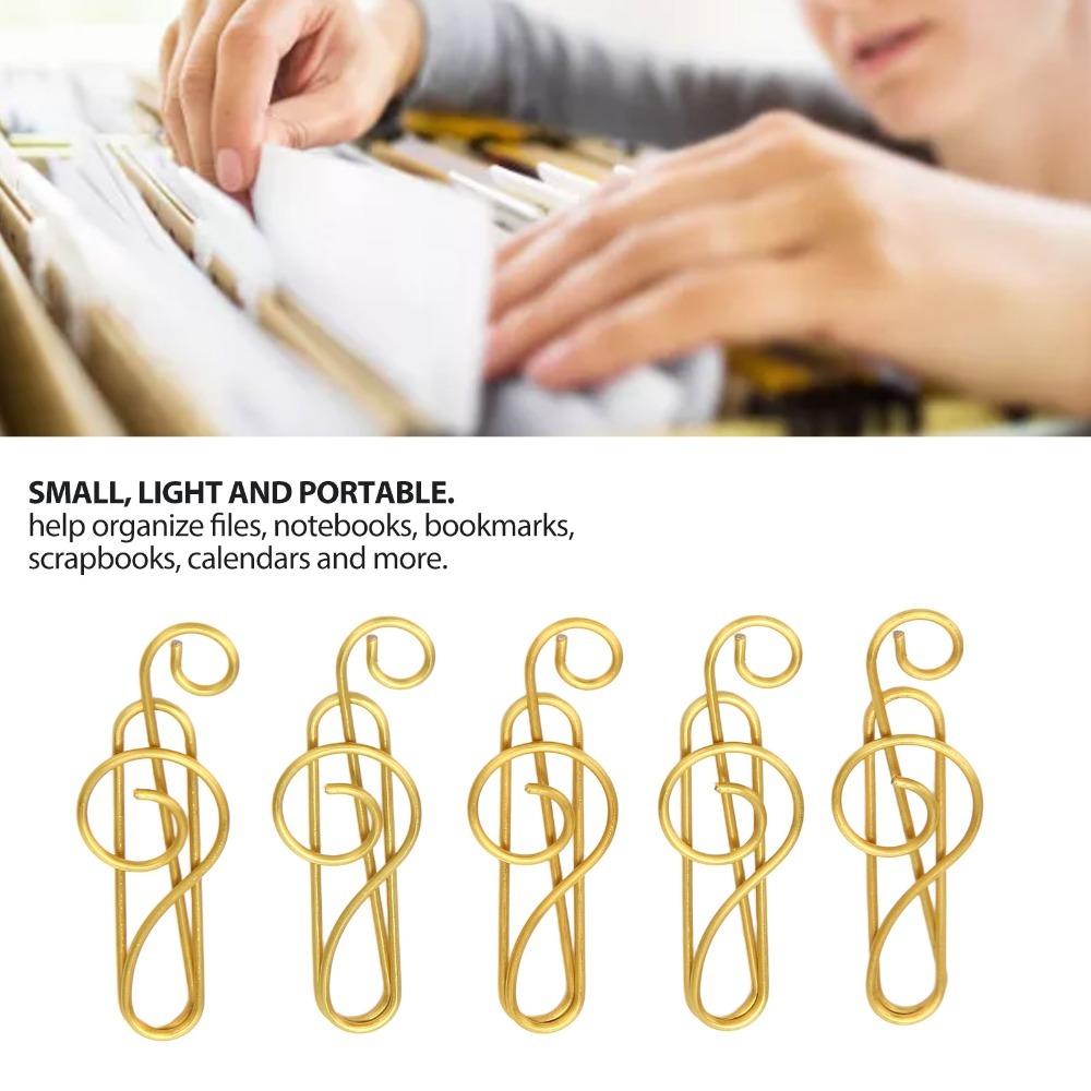 100 Pcs Gold/ Green Cute Paper Clips Music Note Shape Cool Paper Clips Fancy Paperclips Bookmark