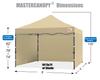 MASTERCANOPY Тент-палатка с одним касанием Боковая штора Боковой лист Набор из 4 Стальной каркас Легко собирается Коммерческое использование на открытом воздухе (Сумка на колесиках, Колышек, Веревка, Груз