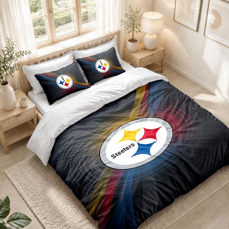 Bedding Set 1 Duvet Cover 2 Pillowcases Pittsburgh Steelers Print Bedroom Home Decoration