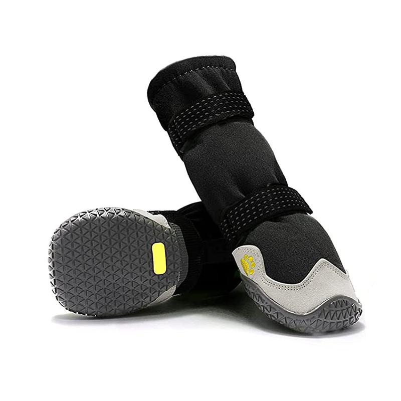 Обувь для собак, упаковка из 4 дышащих ботинок для собак со светоотражающими ремнями, микрофибра, кожа, резина, ромбовидная подошва, защита лап собак