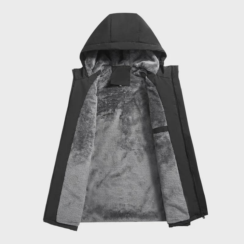 Модная хлопковая куртка с капюшоном для мужчин и пар на осень/зиму — теплая, на бархатной подкладке, утолщенная, повседневная.
