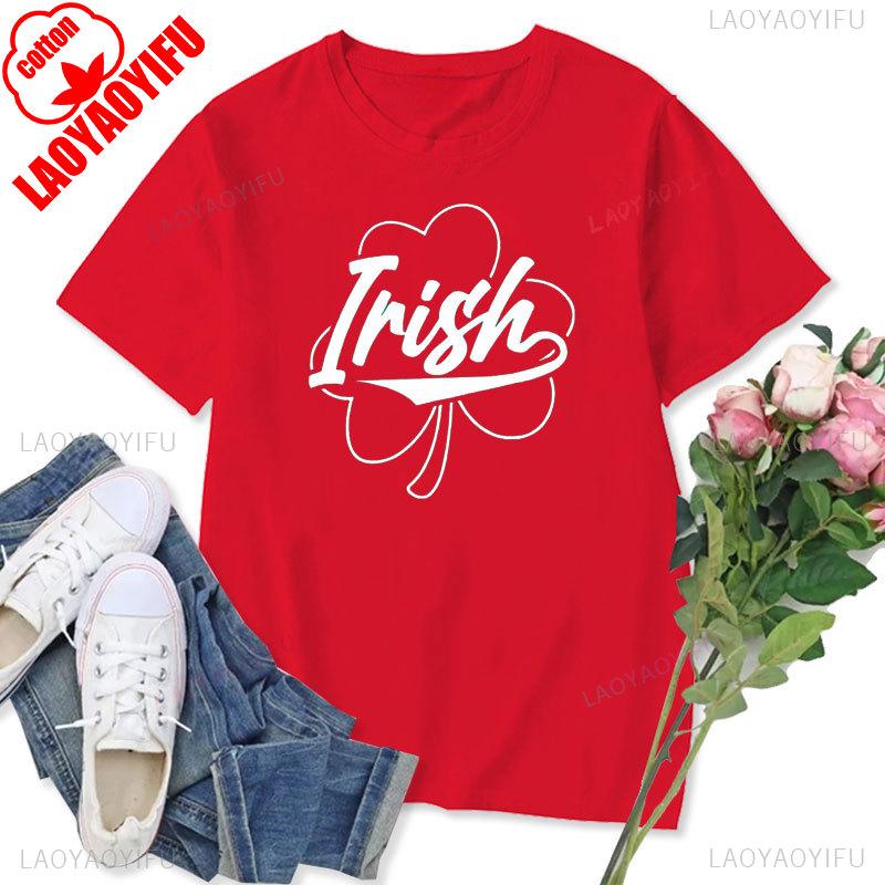 Womens Tshirt St Patricks Day Graphic Tops Funny Short Sleeve Shamrock Shirts Cute St Pattys Printed Tee Unisex Cotton Camisetas