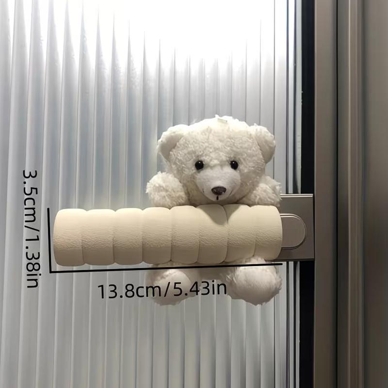 1pc Cute Bear Door Handle Cover Child Round Anti Collision Pad Home Door Knob Protector Anti Static Plush Sleeve Decoration