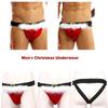 Mens Soft Velvet Lingerie Low Rise Open Butt Christmas Santa Jockstrap G-string Thong Briefs Underwear