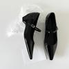 Sheepskin~ French One-word Buckle with Thick Heel Inner Height Increase Mary Jane Shoes Women's Pointed Single Shoes Light Mouth Commuter High Heels