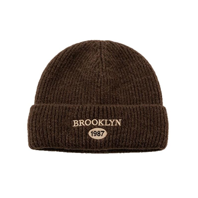 Women's Autumn and Winter Ear Protector Pullover Hat Alphabet Baotou Hat Outdoor Warm Hat Small Knitted Hat Cold Hat