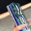 Магнитный прозрачный чехол для телефона Samsung S25/S24 Ultra цвета льда с металлическим кольцом для камеры