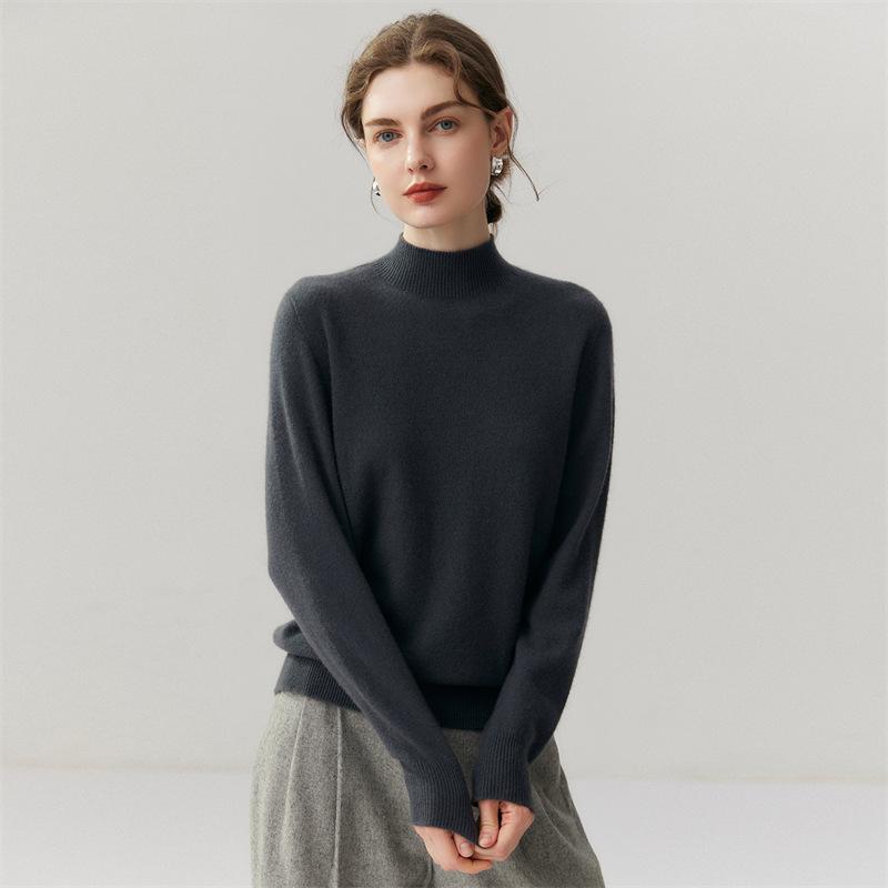 Lekasha Women's 100% Pure Cashmere High-Neck Sweater - Warm 12-Gauge Knit Base Layer