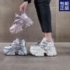 Thick-soled Inner Height-increasing Dad Shoes Women's Summer New Leather Versatile Mesh Breathable Muffin Casual Sports Shoes