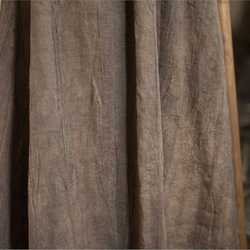 Johnature Women Ramie Tie-dye Skirts Elastic Waist Pockets Vintage Autumn Clothes Women A-Line Skirts