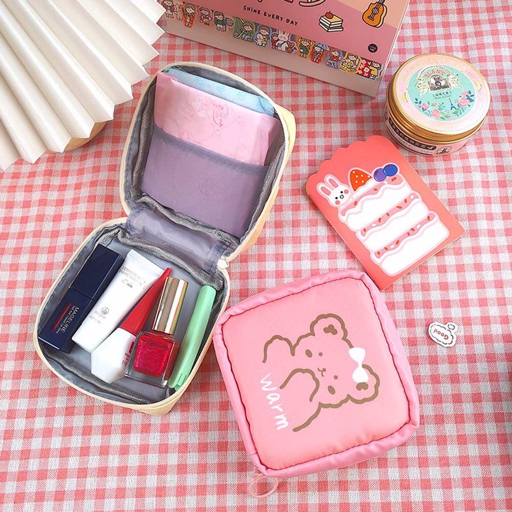 Organizer Cute Cartoon Pattern Sanitary Napkin Bag Lipstick Pouch Coin Purse Cosmetic Bag