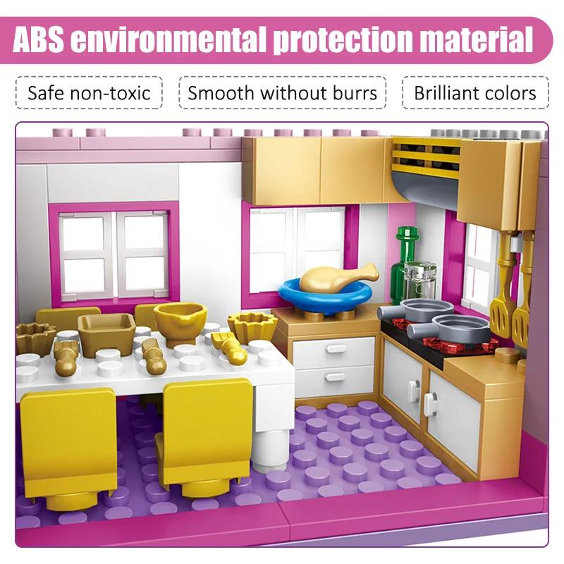 1018 шт. Город 1 смена 3 летняя двухэтажная вилла дом горка строительные блоки друзья DIY сад цветы фигурки кирпичи игрушки