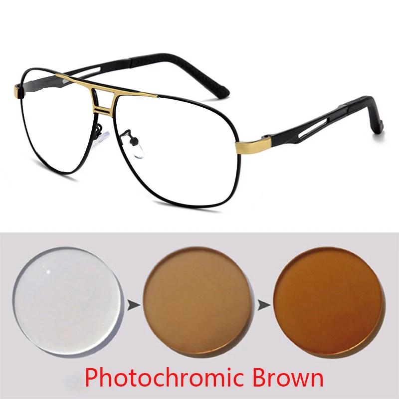 Двойная балочная оправа, квадратные солнцезащитные очки для близорукости, УФ-очки для вождения, мужские очки с диоптриями по рецепту, от 0 до 0,5-0,75 до-6,0