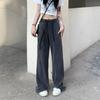 Повседневные брюки женские летние винтажные спортивные штаны с высокой талией серые широкие брюки с прямыми ногами