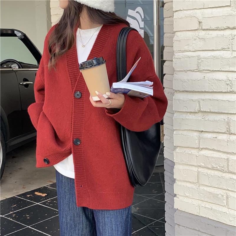 Autumn Women Sweater Knitting Basic Fashion Cardigan Long Sleeve Korea Shirt Loose Casual Show Thin Solid Coat