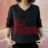 Осенне-зимние свитера с цветовыми блоками, свитера с V-образным вырезом, стильные повседневные базовые рубашки, женские топы