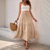 Women's Summer Casual and Versatile Drawstring Tie A-line Skirt