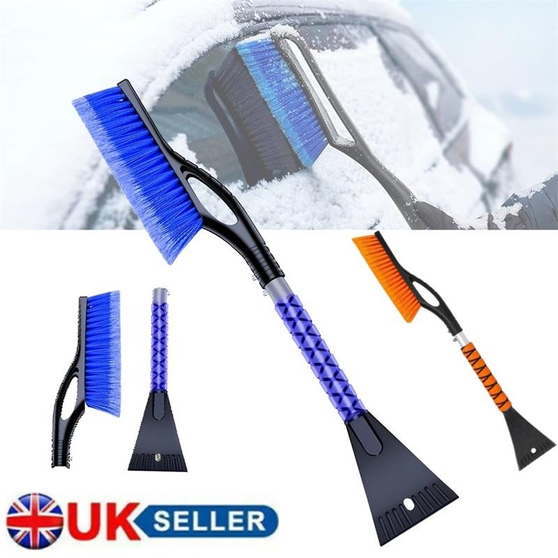 1Pc 2 In 1 Removable Car Ice Scraper with Ergonomic Foam Handle, Winter Snow Brush Scratch-Free Snow Removal Tool