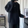 Мужской свитер свободного кроя в корейском стиле с круглым вырезом - однотонный, универсальный базовый слой, модный пуловер на осень/зиму