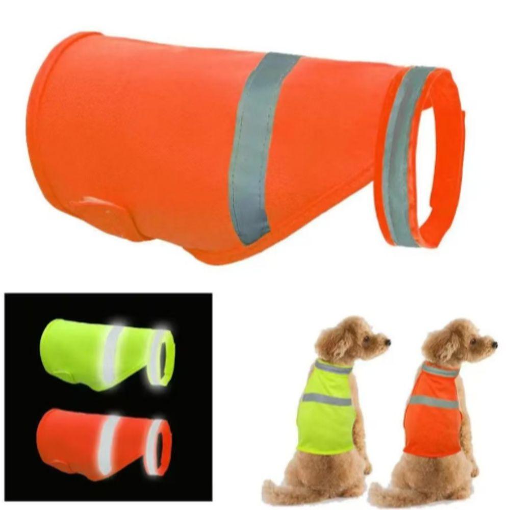 Reflective Dog Safety Vest Breathable Adjustable Puppy Visibility Jacket Comfortable Bright Orange Pet Fluorescent Clothes