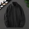 Men Sport Coat Stand Collar Long Sleeve Zipper Placket Baseball Jacket Solid Color Loose Fit Running Gym Outwear