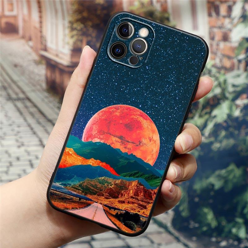 Чехол Apple «Ночное небо» для iPhone 11 12 13 Pro Max mini XS X XR 7 8 6 6S plus SE 2020, силиконовые чехлы с изображением космической планеты, Луны, звезд