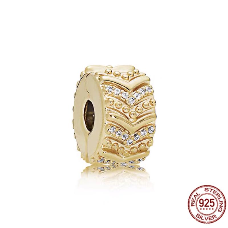 Gold Plated S925 Sterling Silver Hollow Heart Daisy Flower Charm Bead Fit Original Bracelet Necklace Jewelry For Women