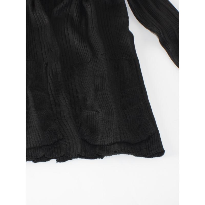 Осенне-зимний однотонный вязаный кардиган средней длины с длинными рукавами и карманом