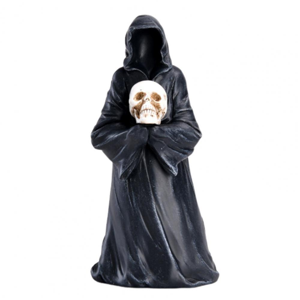 Spooky Halloween Small Ornaments Black Robe Faceless Ghost Grim Reaper Figurine Ornaments Resin Craft Gothic