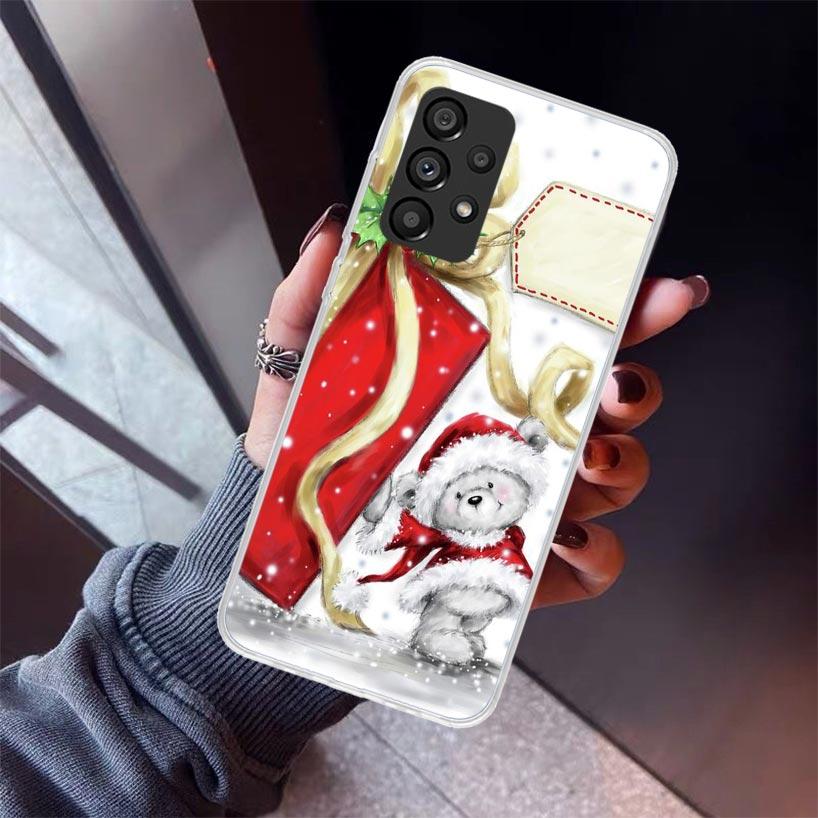Happy Christmas Cute Bear Gift Phone Case For Samsung Galaxy A17 A57 A37 A16 A26 A36 A56 A15 A25 A35 A55 A14 A13 A54 A53 A34 A24