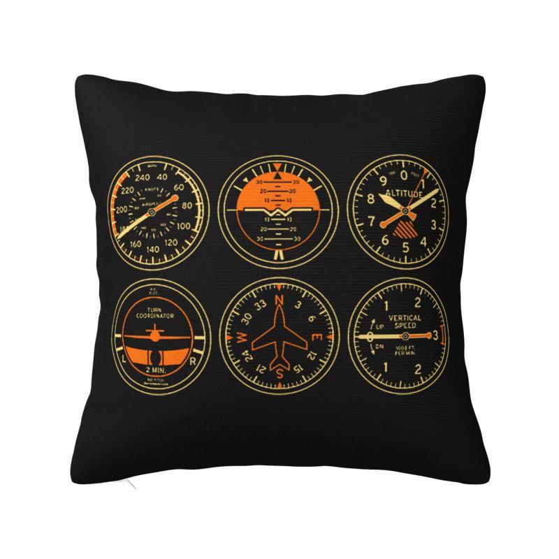 Cockpit Six Dials Flight Simulator Pilot Pillow Covers Home Decor Fashion Aviation Airplane Chair Cushion Square Pillowcase