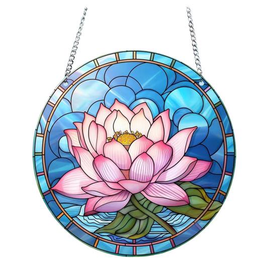 Stained Glass Flower Hanging Decoration Living Room Wall Window Hanging Floral Plants Ornament