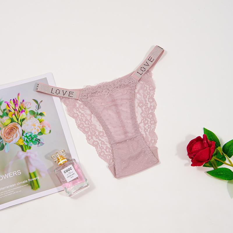 Горячие бриллиантовые сексуальные кружевные трусики-стринги с двойным поясом, бриллиантовые украшения, горячие простые дышащие полые легкие трусики-бикини