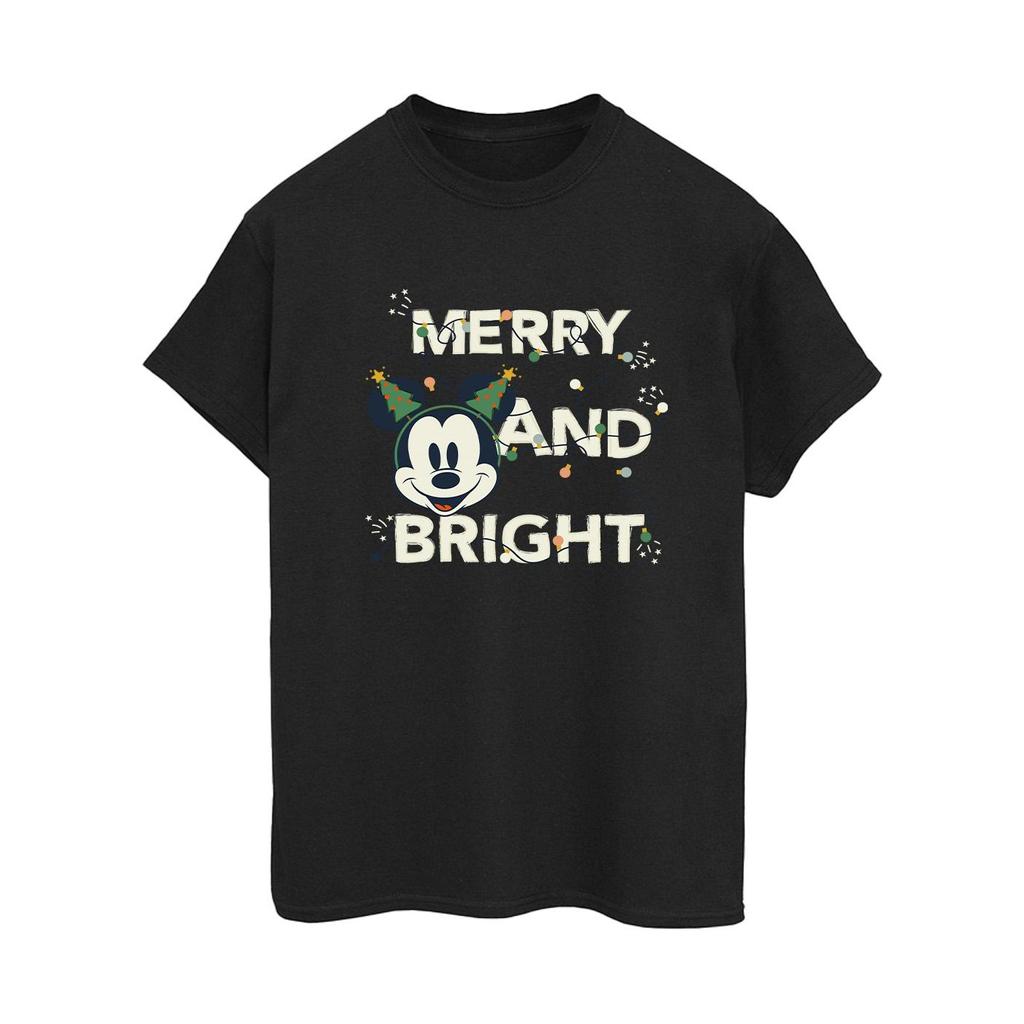 Disney Womens/Ladies Mickey Mouse Merry & Bright Cotton Boyfriend T-Shirt