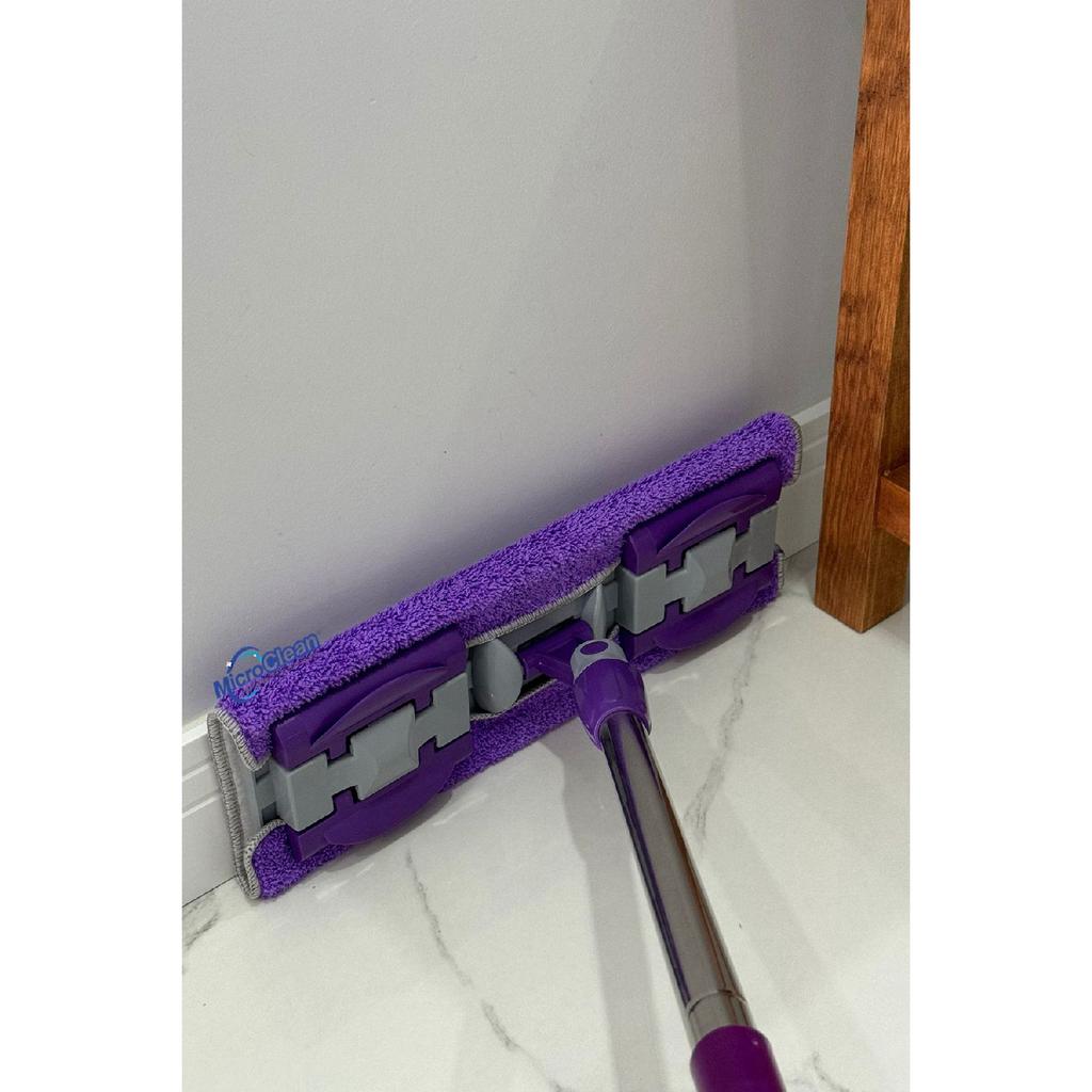 Missclean (with 1 Purple Spare Cloth) Floor Mop Surface Cleaning Microfiber Mop With Pegs
