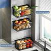 Multi Functional Wall Mounted Fruit and Vegetable Basket No Need for Punching Holes Kitchen Storage Rack Drainage Storage Rack