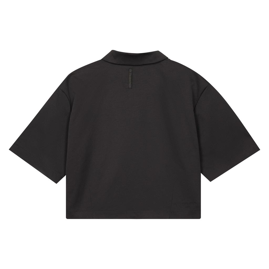Nike Спортивная одежда Dri-FIT Tech Pack Однотонная тканая рубашка с короткими рукавами на молнии Женские топы Черный DV8241-010