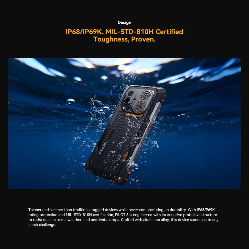 OSCAL PILOT 6 Rugged Mobile Phone with Thermal Imaging 48GB+256GB Android 16 10000mAh Smartphone