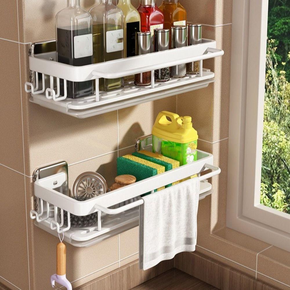 Dustproof Kitchen Storage Rack with Tray Storage Organizer Sink Drainage Rack Kitchen Use