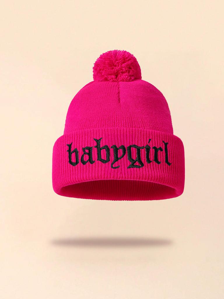 Autumn And Winter Thin Knitted Hat Men'S And Women'S Embroidered Wool Cold Hat Student Shopping Sweet Cute Pullover Hat